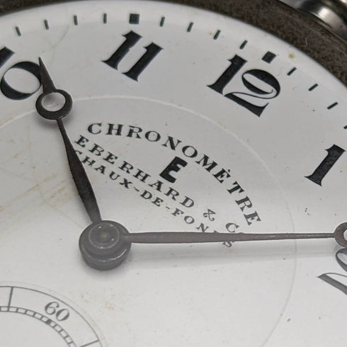 1930 年左右瑞士 Eberard Chronometer 懷錶 鎳質開放面 做工良好